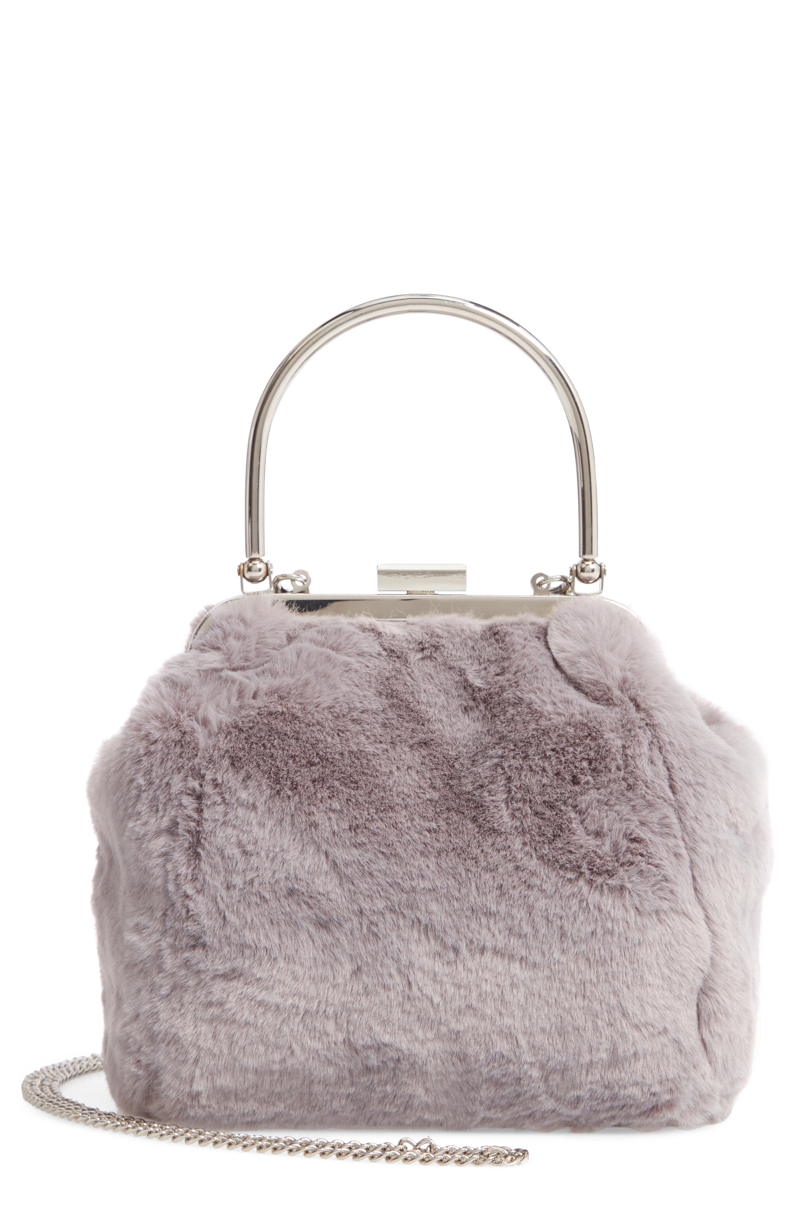 Nordstrom Faux Fur Clutch, Main, color, 