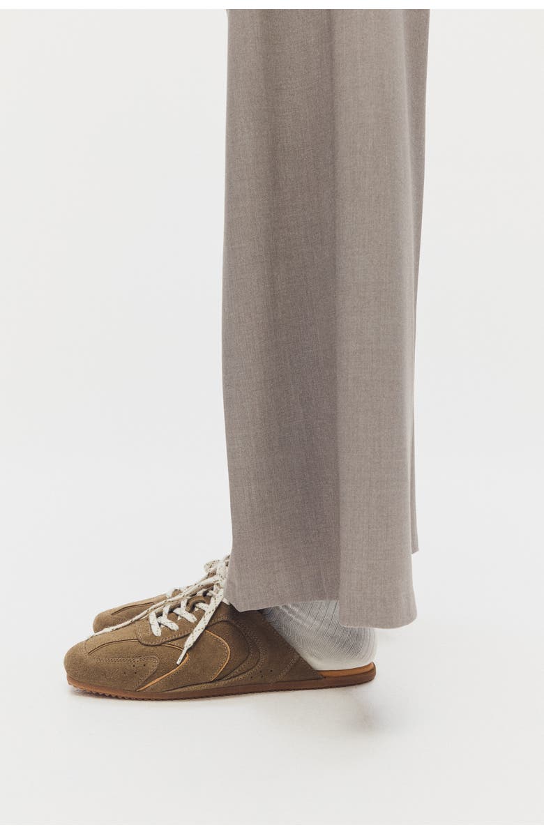 H&M Suede Trainer-style Mules, Alternate, color, Dark Khaki Green