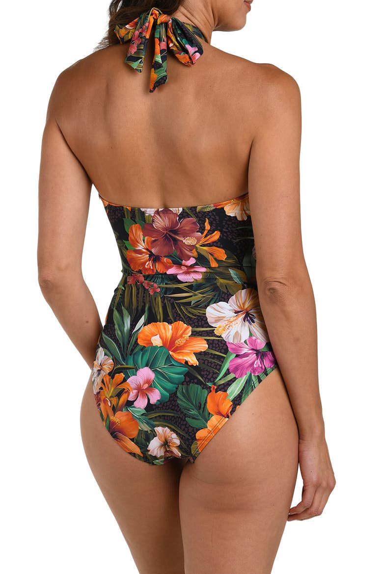 Tropical Hideaway Keyhole One-Piece Swimsuit, Alternate, color, BROWN MULTI