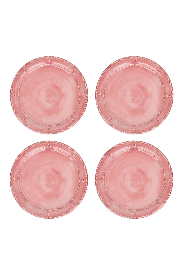 Berry & Thread Set of 4 Melamine Dinner Plates, Main, color, CORAL
