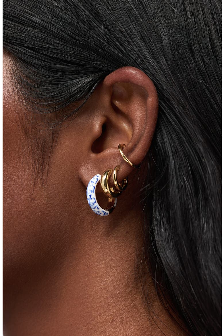 Giulia Medium Hoop Earrings, Alternate, color, GOLD / MARBLE BLUE