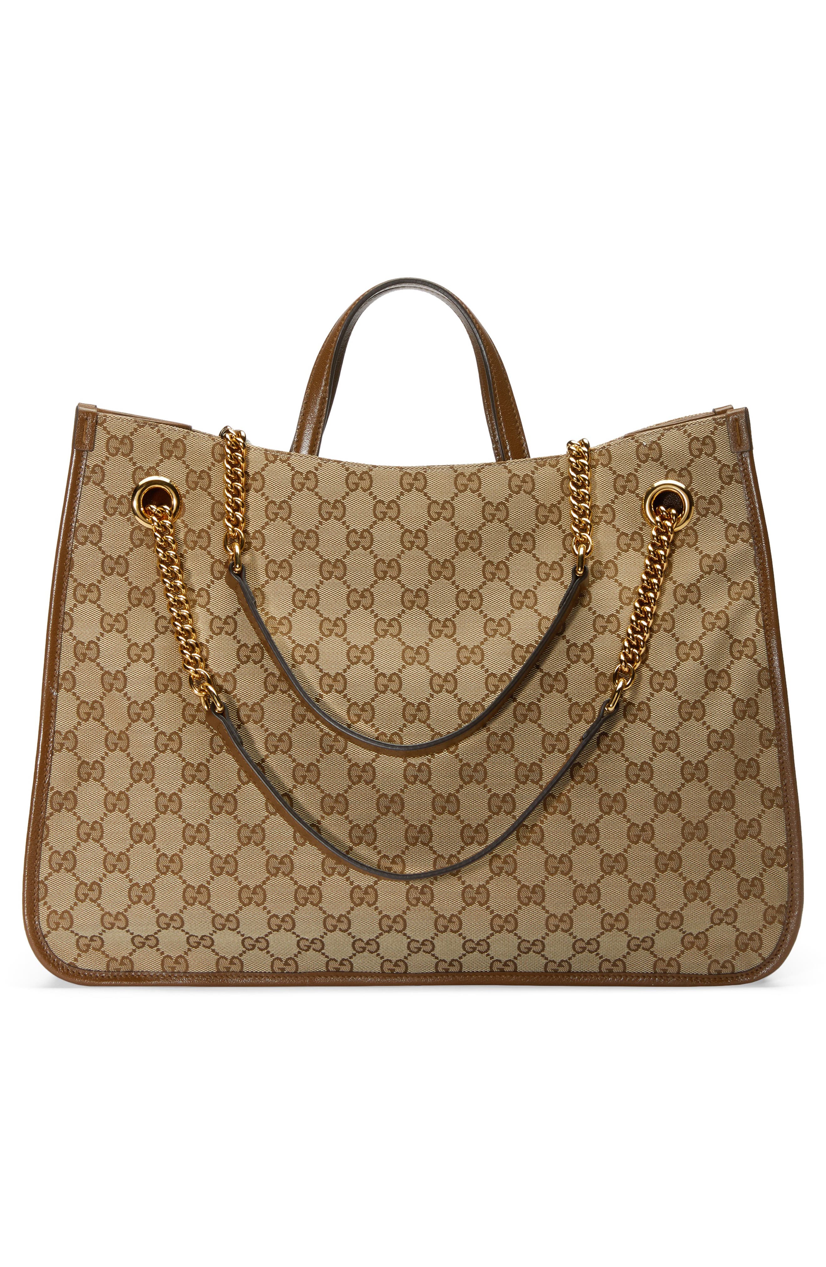 Large 1955 Horsebit Original GG Canvas Convertible Tote, Alternate, color, BEIGE EBONY/ BROWN SUGAR