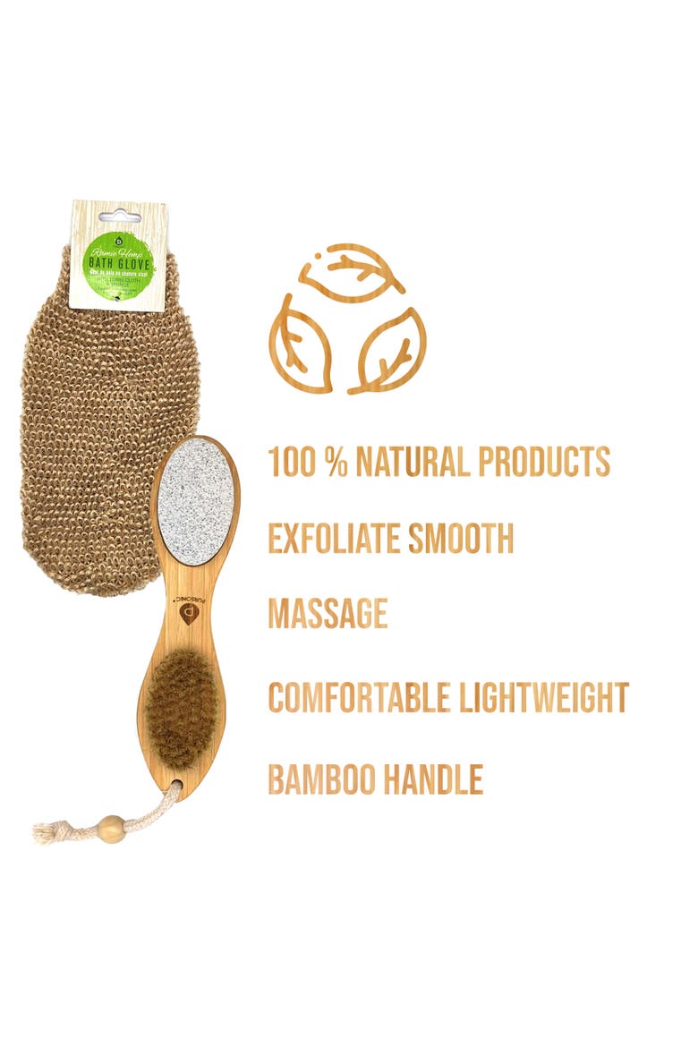 Sisal Hemp Bath Glove, Pack of 2, and 4-in-1 Foot Scrubber Bundle, Alternate, color, Multicolor