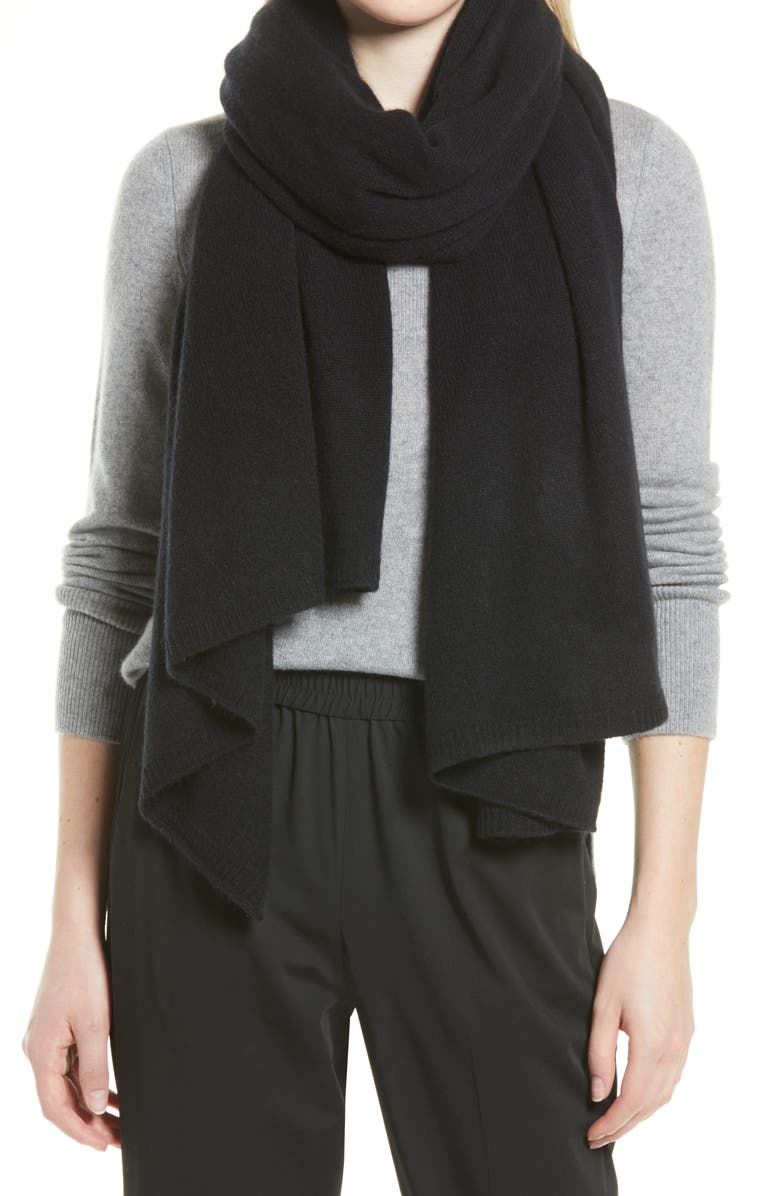 Nordstrom Cashmere Scarf, Main, color, Black Rock
