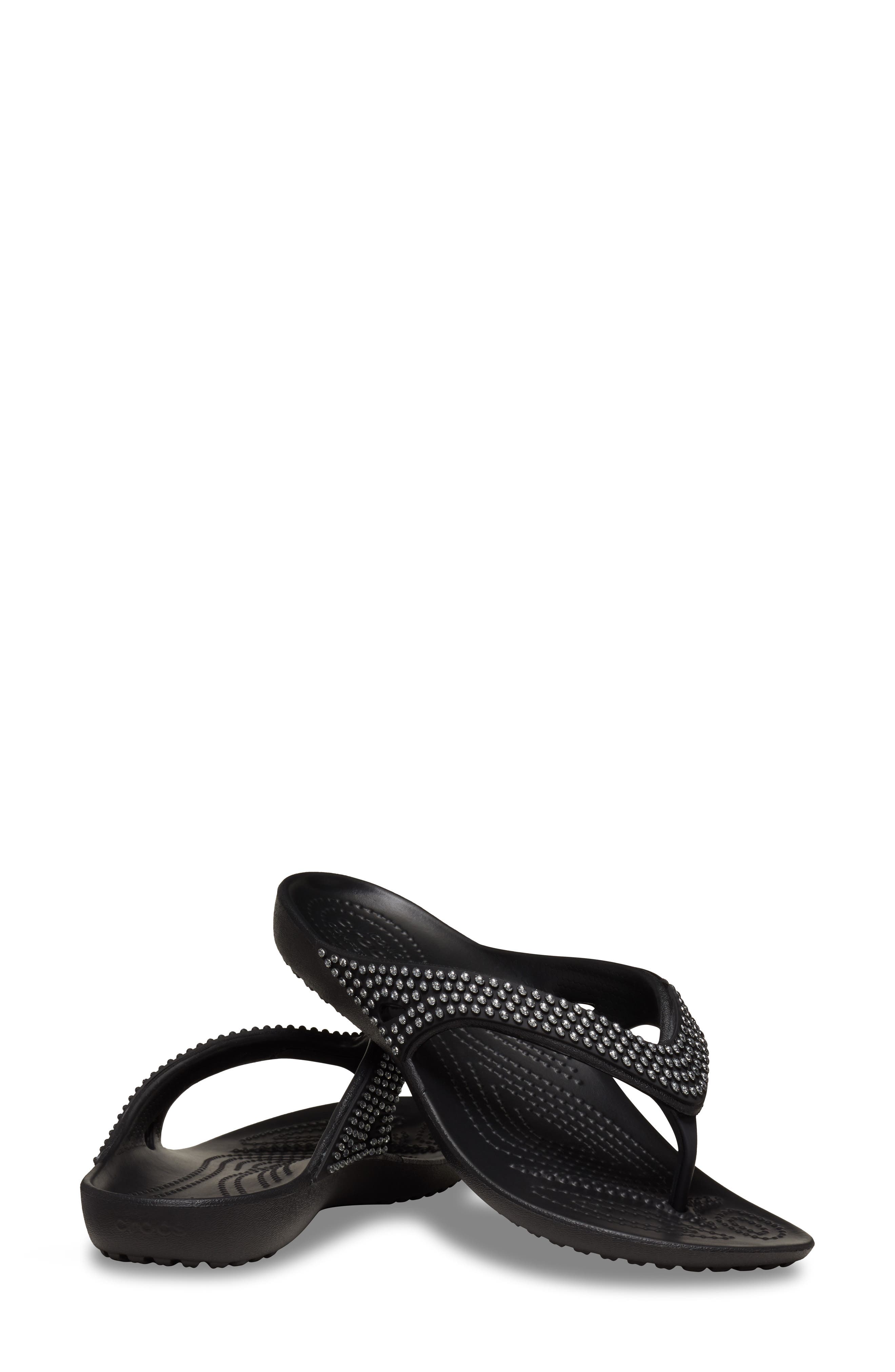 CROCS Kadee II Rhinestone Flip Flop Sandal, Alternate, color, Black