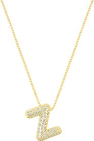 Adornia Pavé Bubble Initial Pendant Necklace
