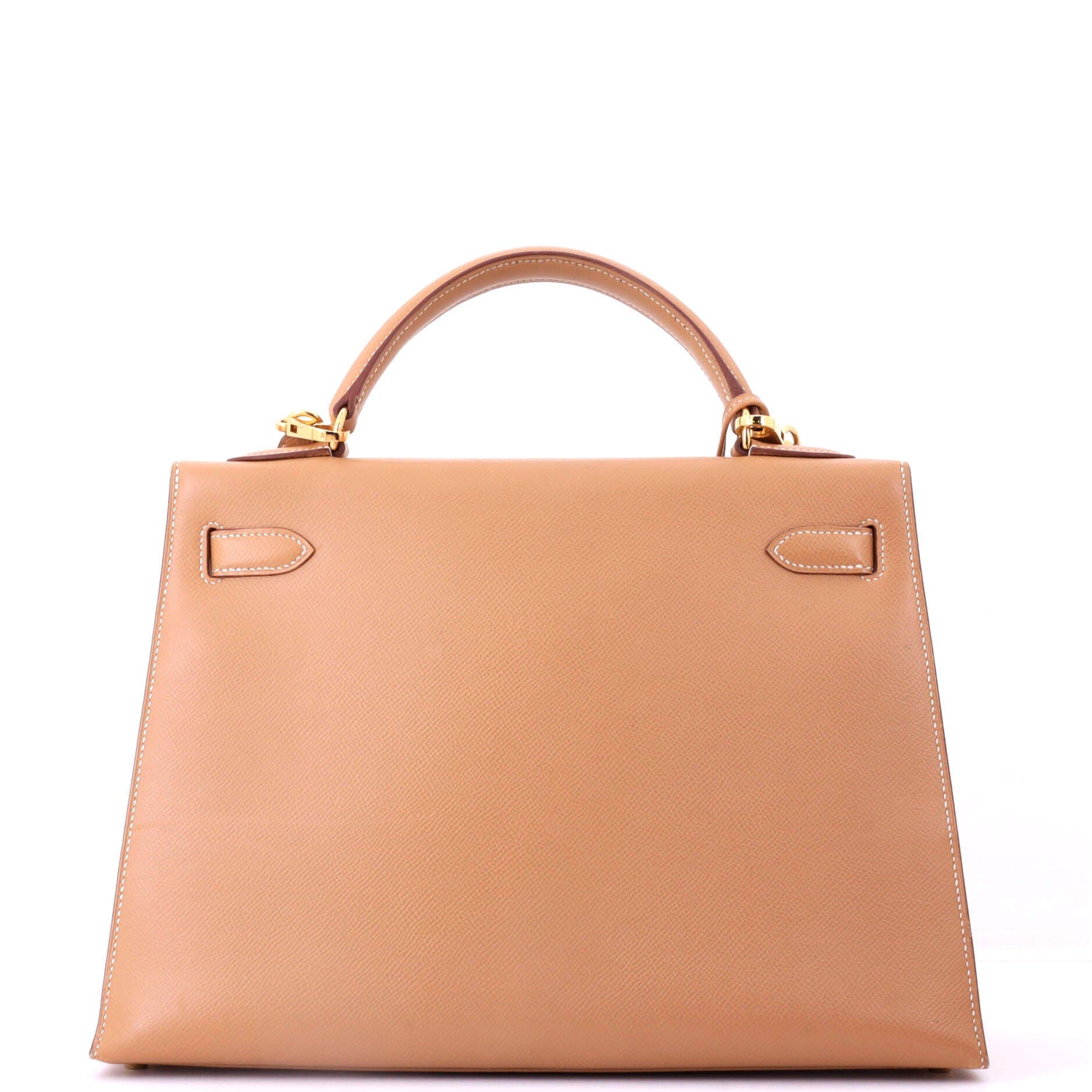 Pre-Owned Hermes Kelly Handbag Brown Courchevel with Gold Hardware 32, Alternate, color, Natural