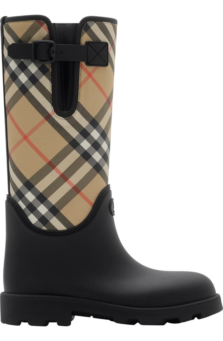 Burberry Marsh Stamp Tall Rain Boot, Main, color, Black