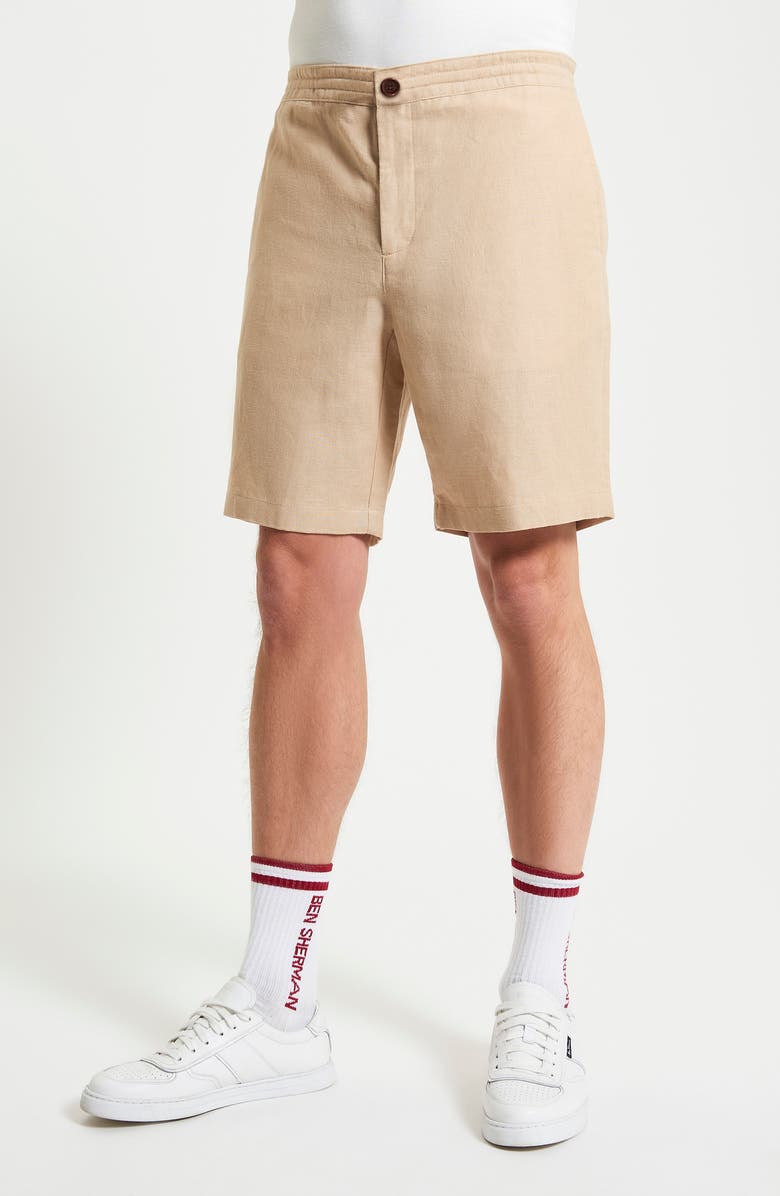 Ben Sherman Linen & Cotton Drawcord Shorts, Main, color, 