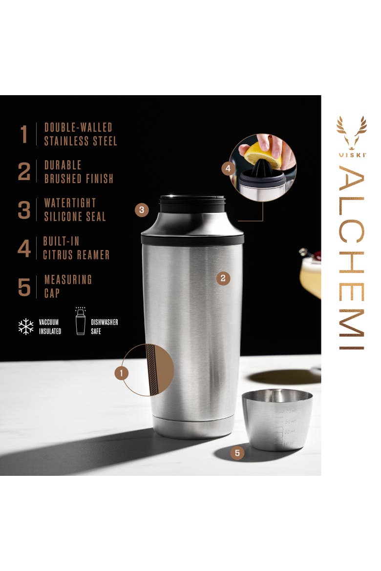 Alchemi Vacuum Insulated Cocktail Shaker in Stainless Steel, Alternate, color, Silver