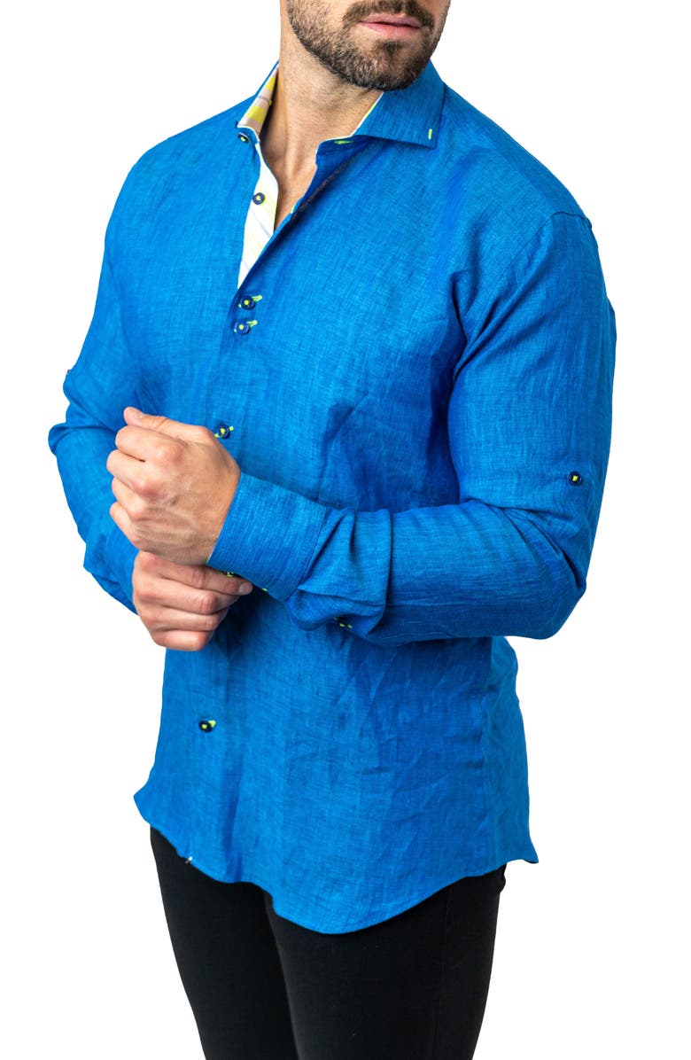 Maceoo Einstein Lenny Contemporary Fit Button-Up Shirt, Alternate, color, Blue