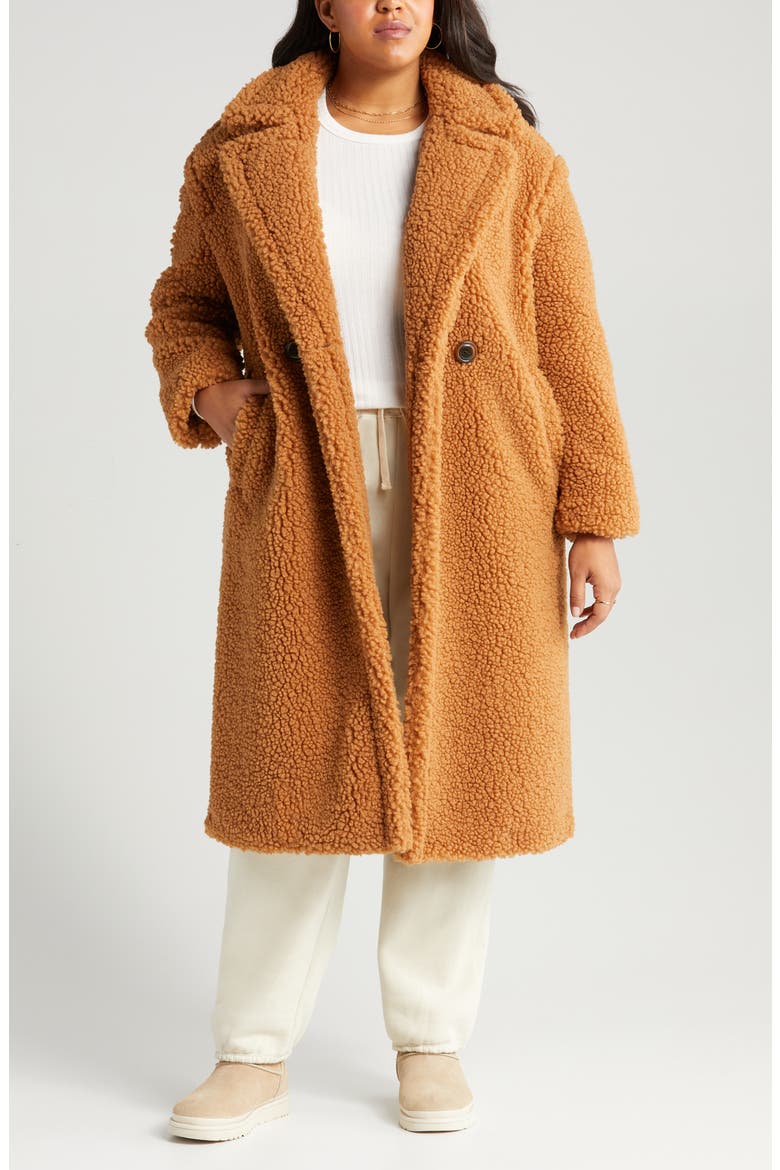 Gertrude Double Breasted Teddy Coat, Main, color, CHE