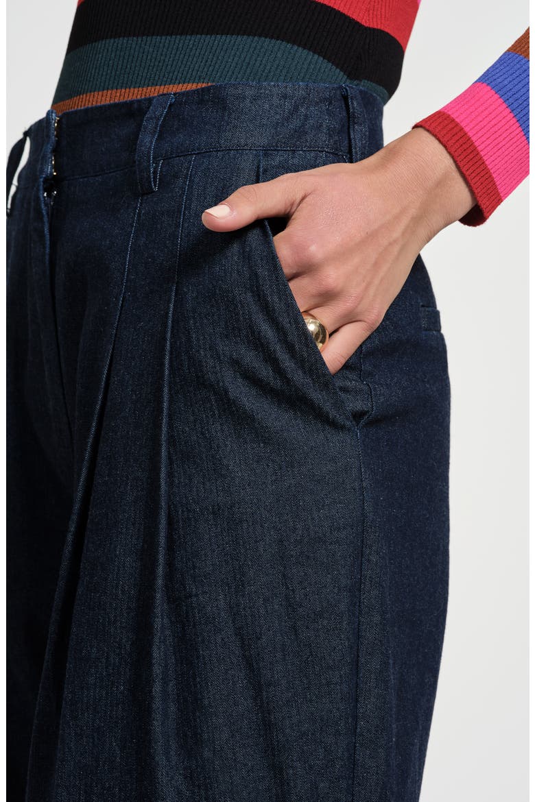 Pleated Wide Leg Jeans, Alternate, color, INDIGO