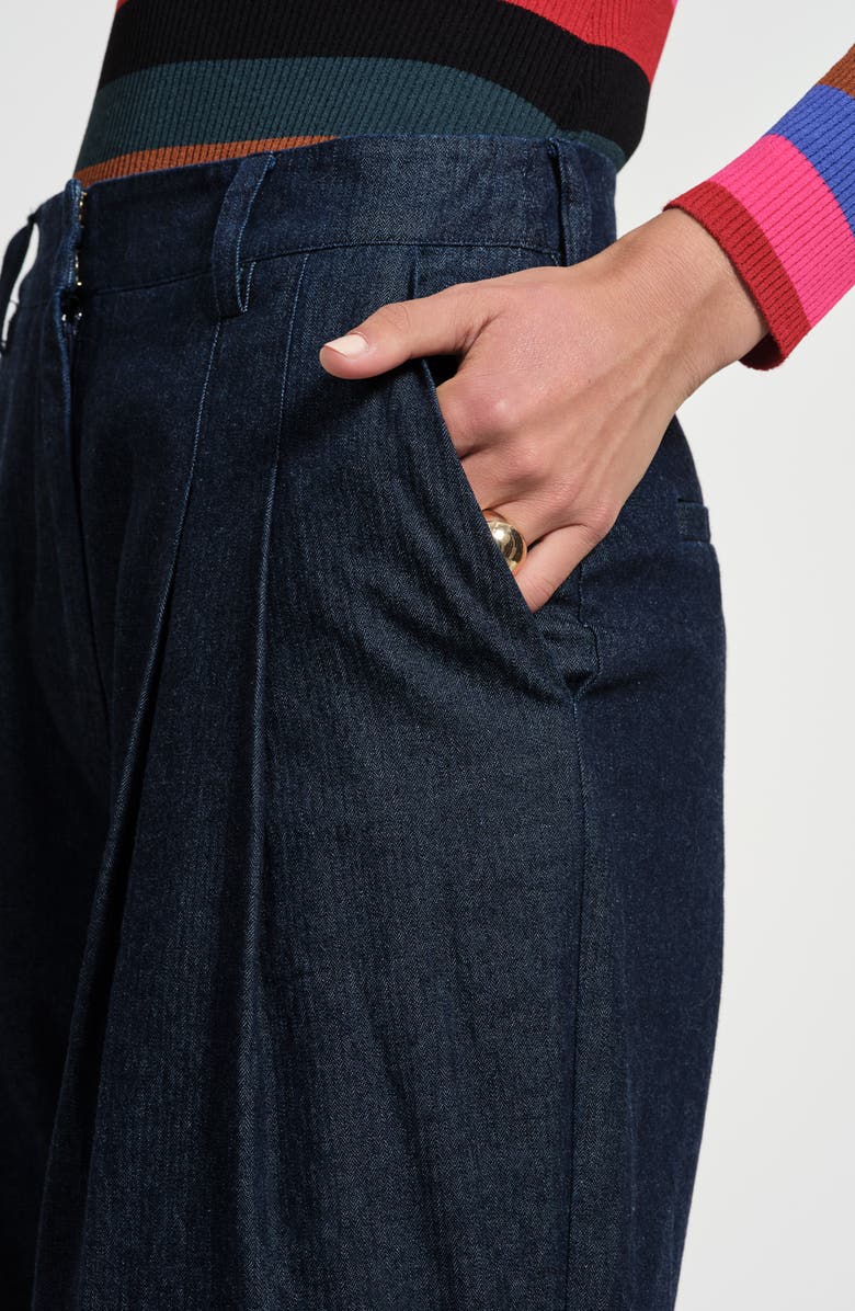 Isaac Mizrahi New York Pleated Wide Leg Jeans, Alternate, color, Indigo