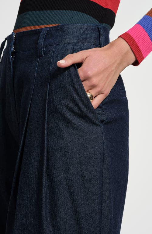 Isaac Mizrahi New York Pleated Wide Leg Jeans In Animal Print