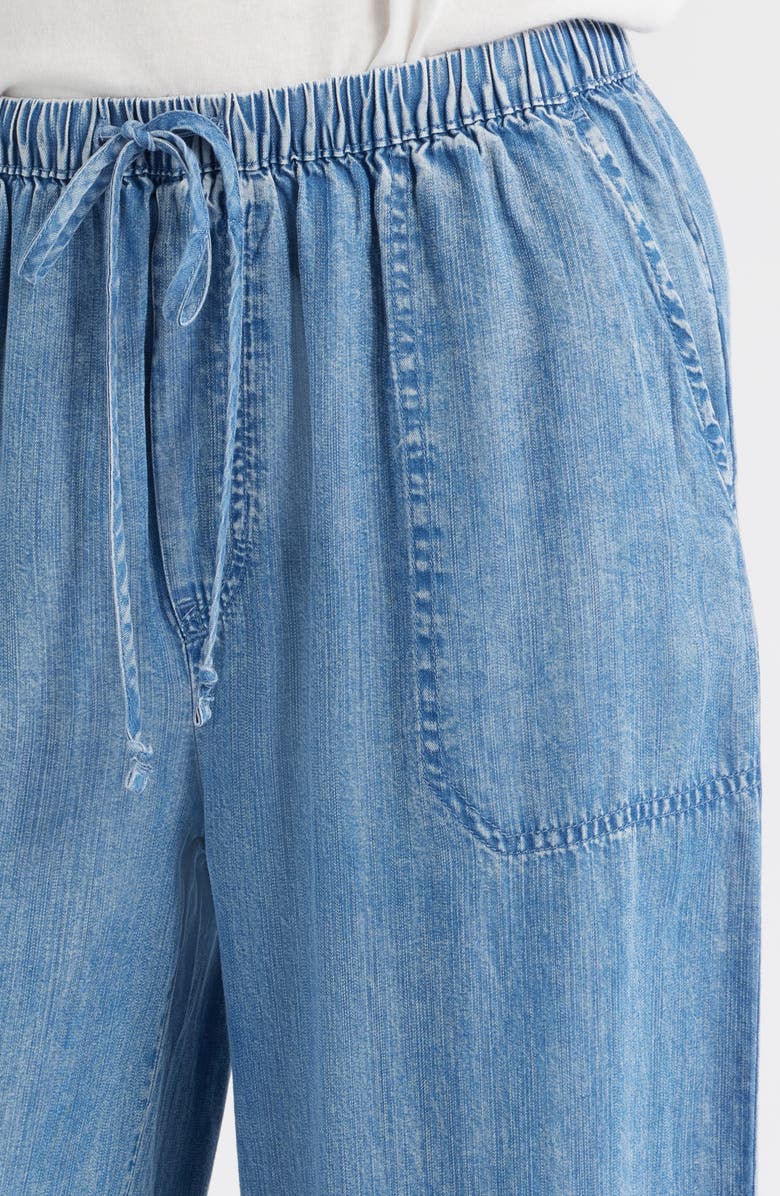 beachlunchlounge Asthin Chambray Drawstring Pants, Alternate, color, Medium Wash