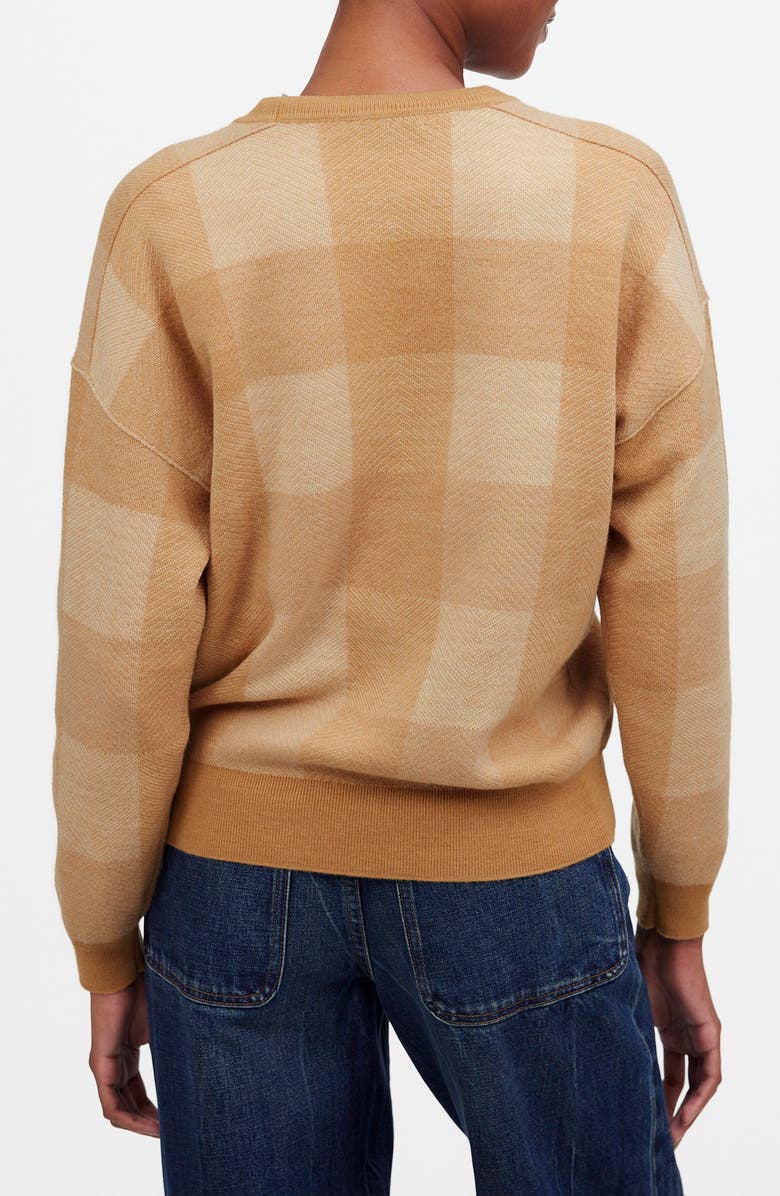 Madewell Plaid Merino Wool Pullover Sweater, Alternate, color, Camel Combo
