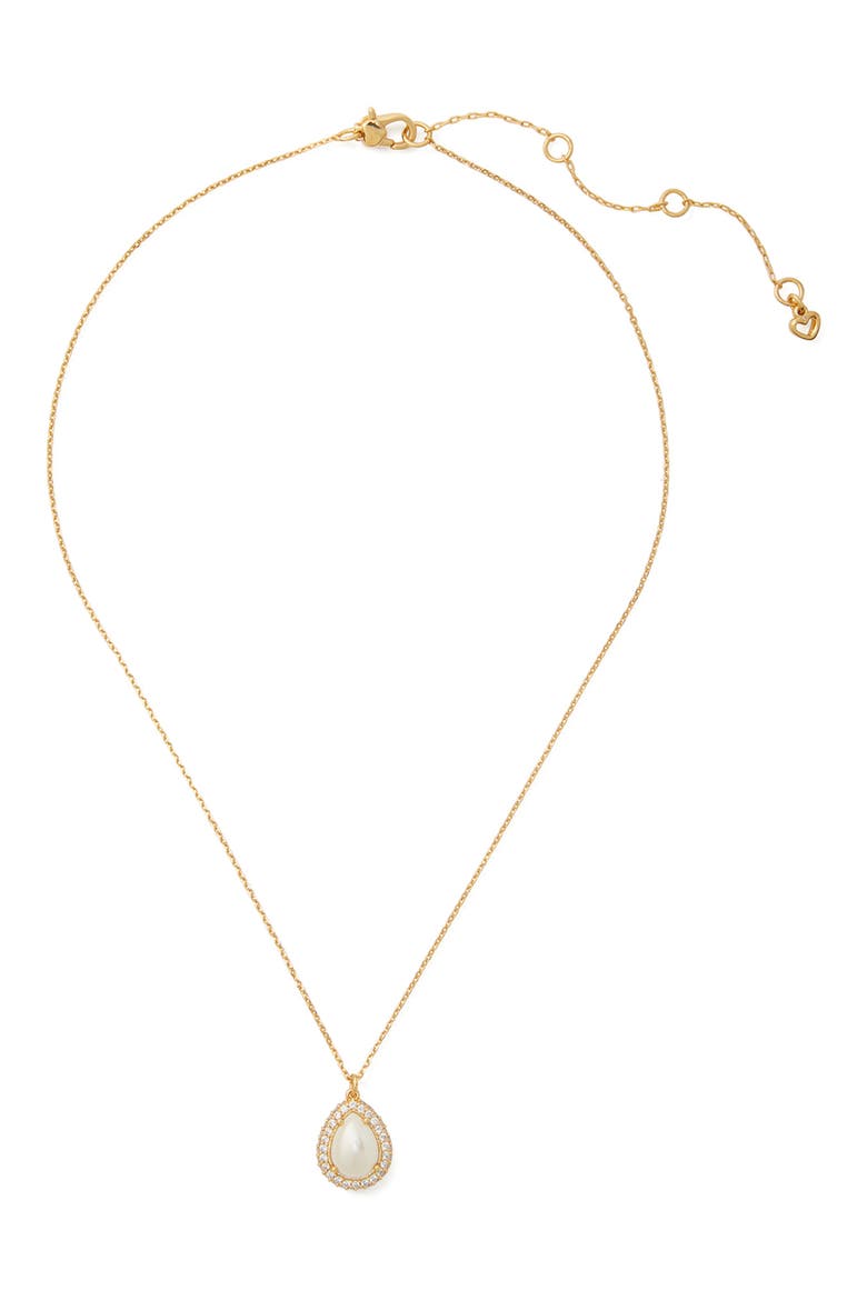 imitation pearl pavé halo mini pedant necklace, Alternate, color, CREAM/ GOLD