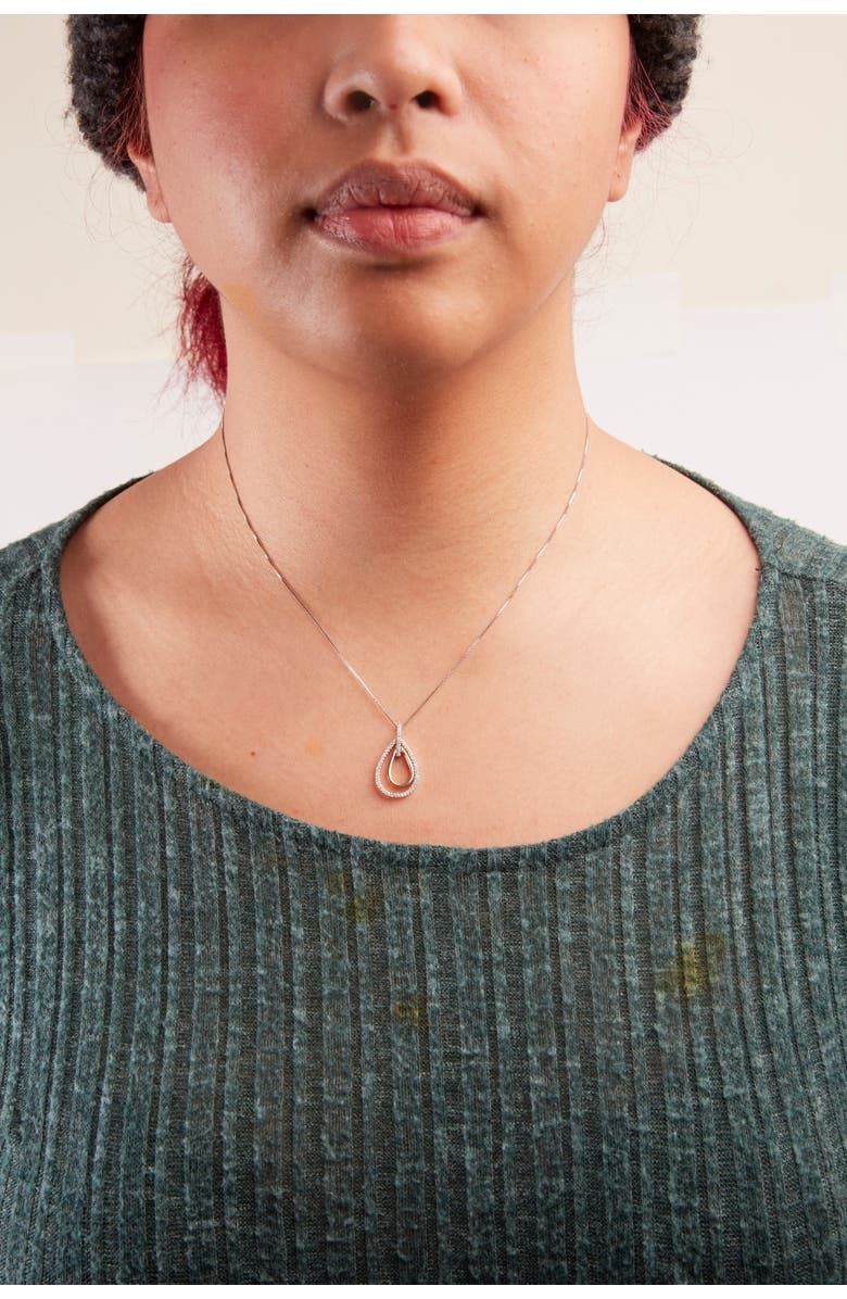 Haus of Brilliance 14K Two-Tone Gold Round Cut Diamond Double Burst Pendant Necklace, Alternate, color, Yellow