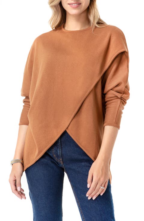 Let Loose Crossover Long Sleeve Maternity/Nursing Knit Top