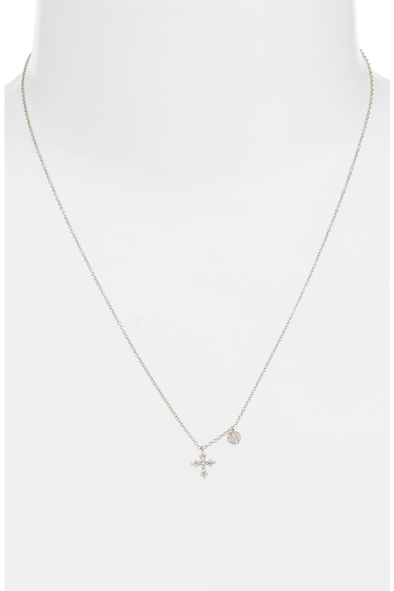 Diamond Cross Pendant Necklace, Alternate, color, SILVER