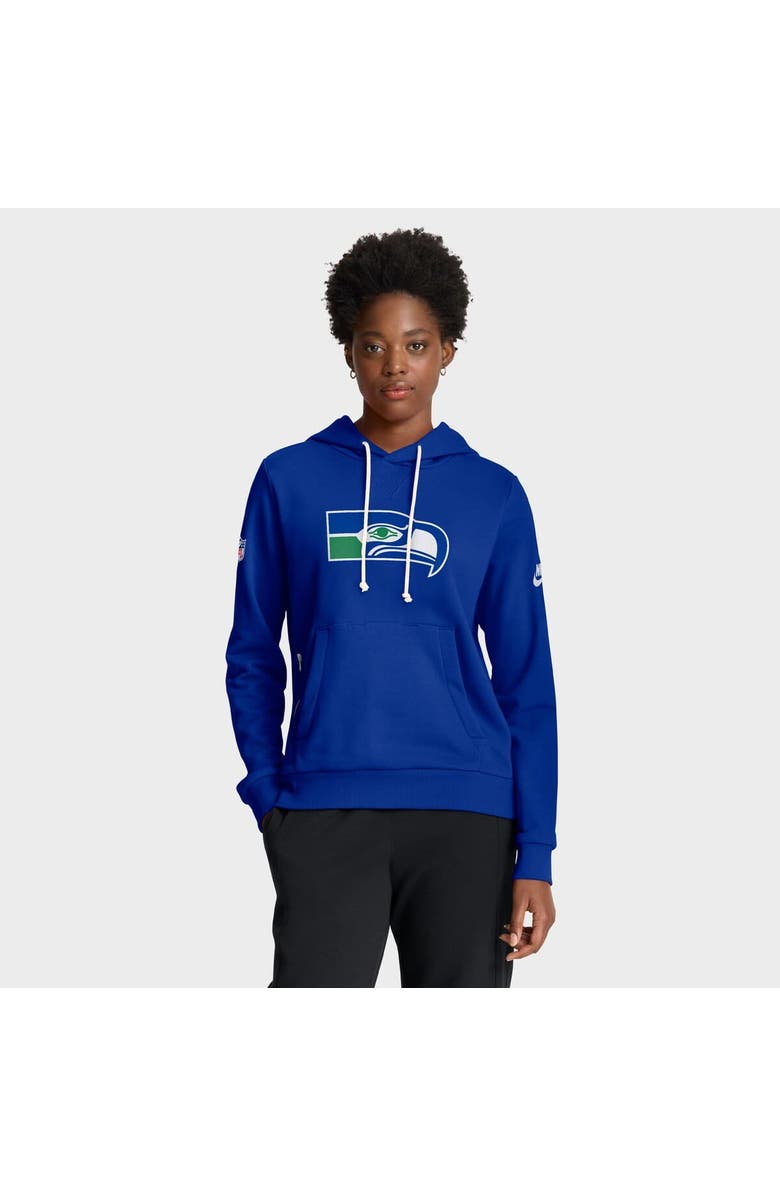Nike Women's Nike Royal Seattle Seahawks Throwback Sideline Standard Issue Dri-FIT Hoodie, Main, color, Royal