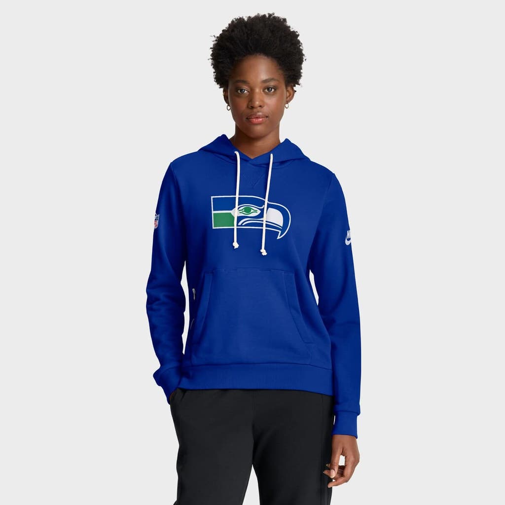 Nike Women's Royal Seattle Seahawks Throwback Sideline Standard Issue Dri-fit Hoodie In Blue