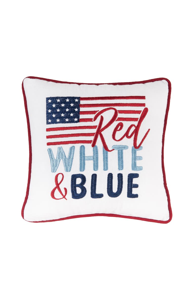 C&F Home "Red White & Blue" USA Flag Mini Accent Pillow, 10" x 10", Main, color, Red