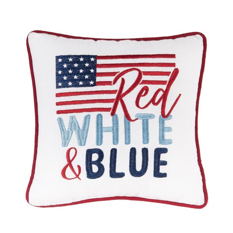 "Red White & Blue" USA Flag Mini Accent Pillow, 10" x 10"