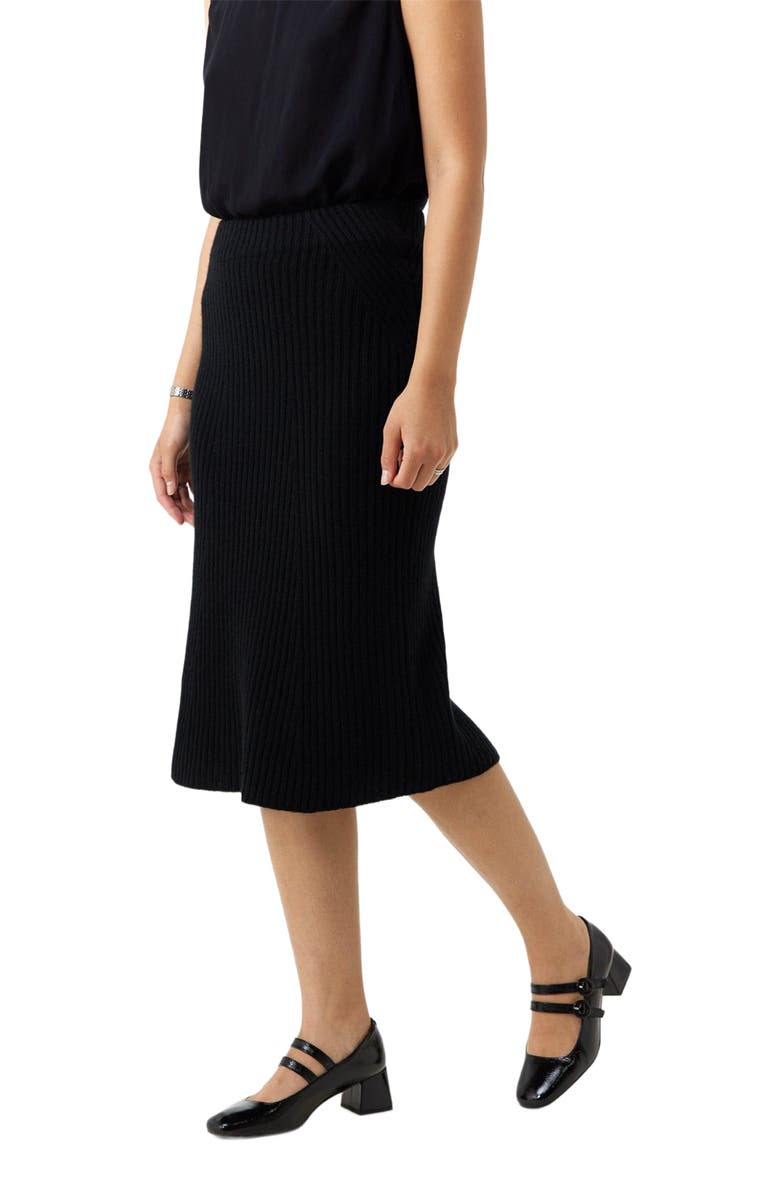 GOBI Mongolian Cashmere Women's Cashmere Midi Flared Skirt Black, Alternate, color, Black