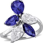 Julianna B. Lab-Created Sapphire & Diamond Cluster Ring 18k