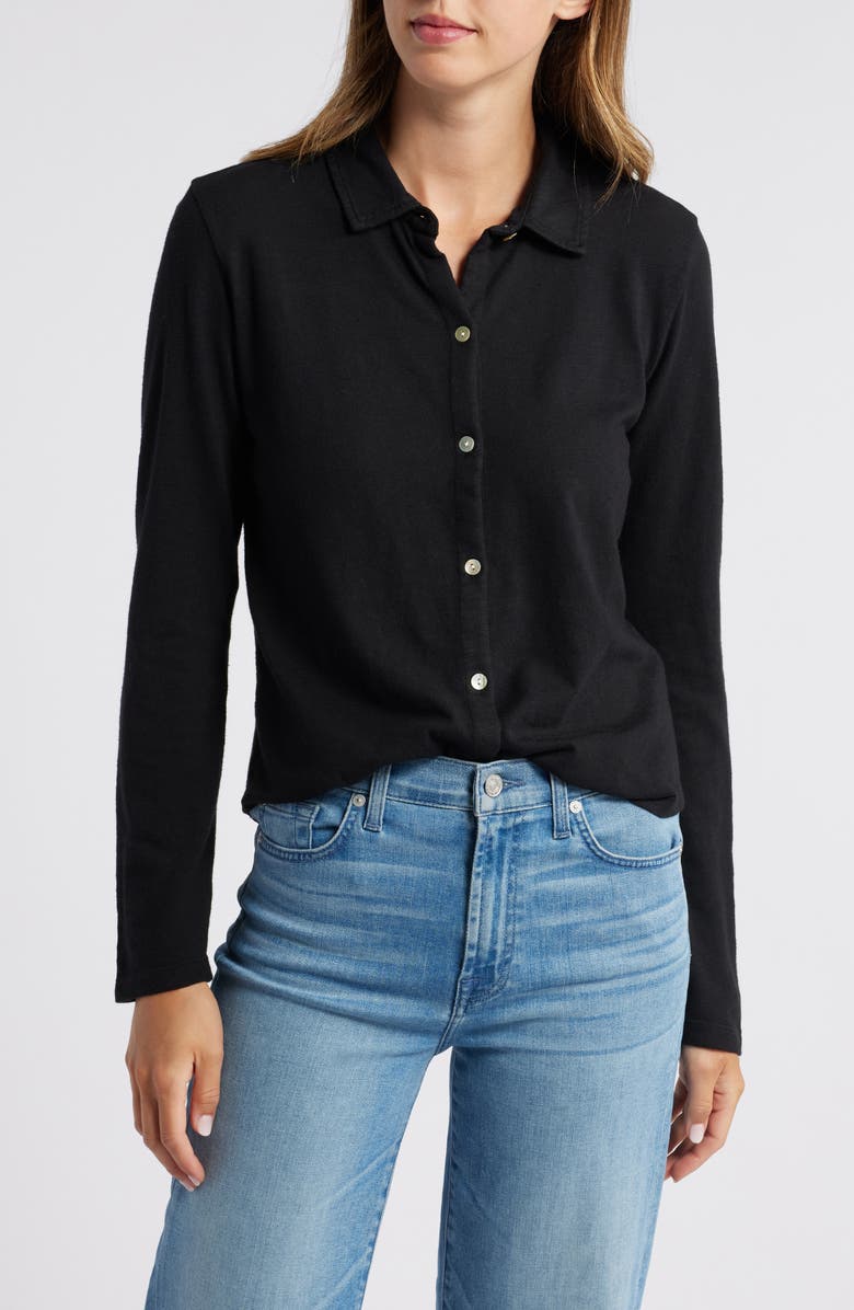 Bella Dahl Cotton Knit Button-Up Shirt, Main, color, 