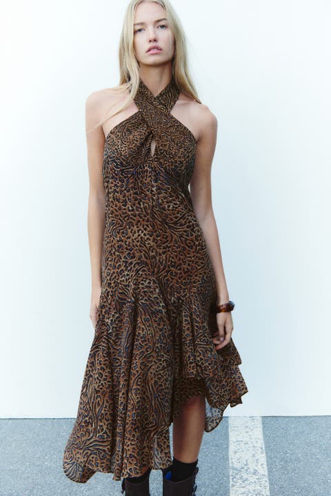 Asymmetric Halterneck Dress