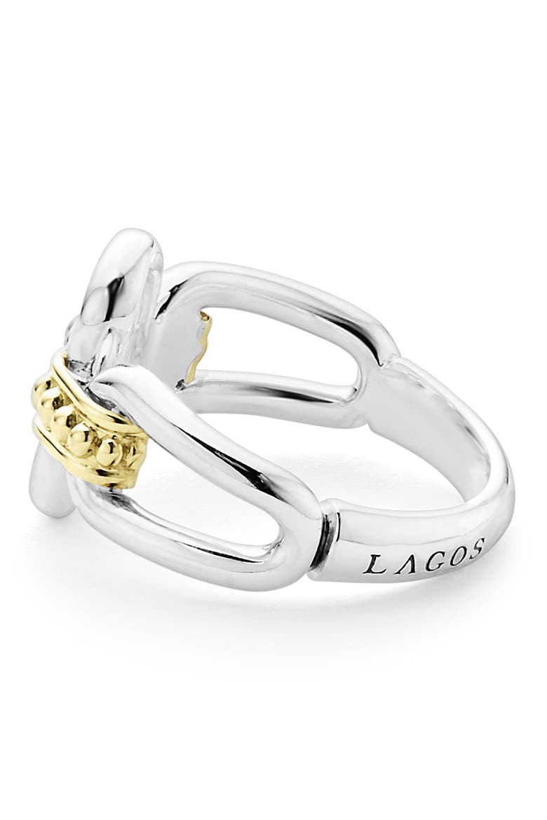 Signature Caviar Oval Link Ring, Alternate, color, SILVER GOLD