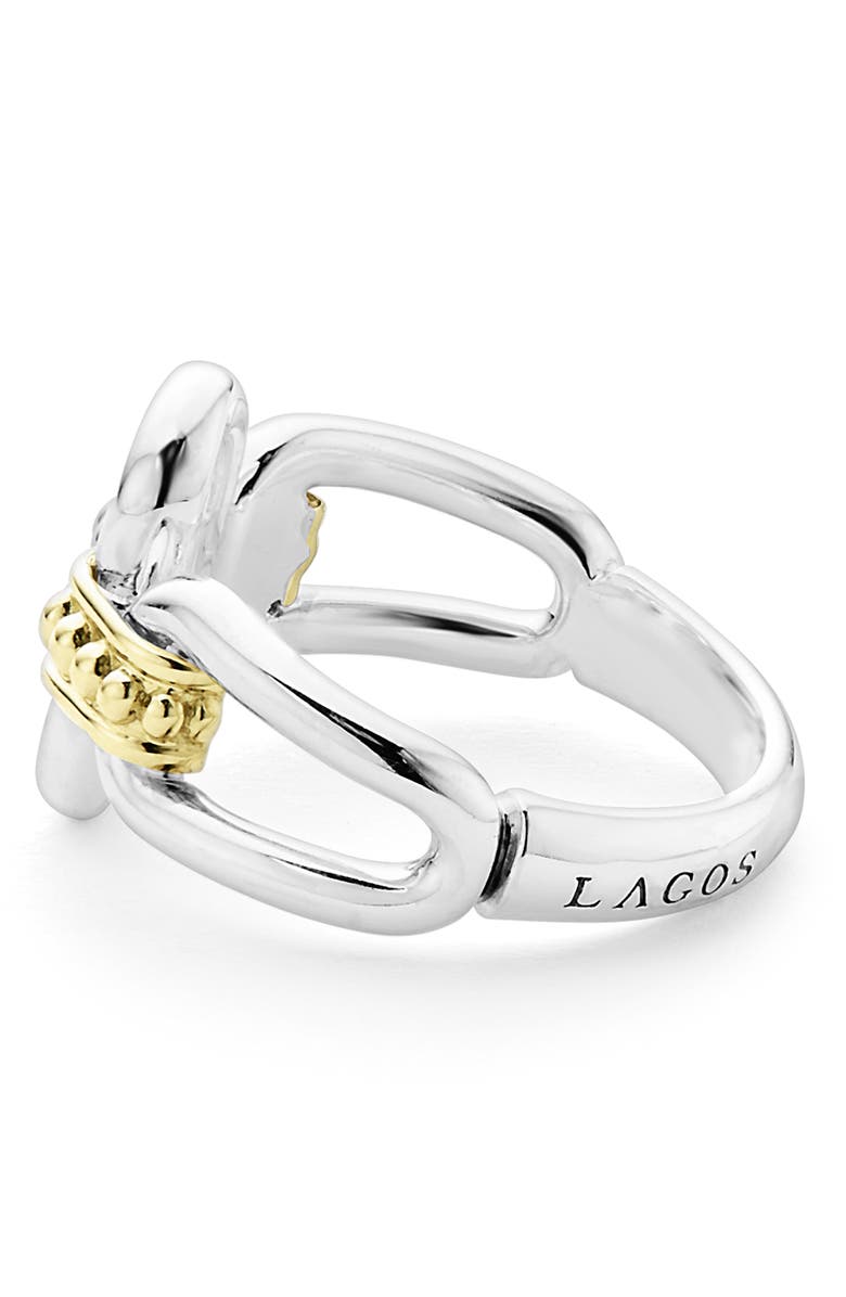LAGOS Signature Caviar Oval Link Ring, Alternate, color, Silver Gold