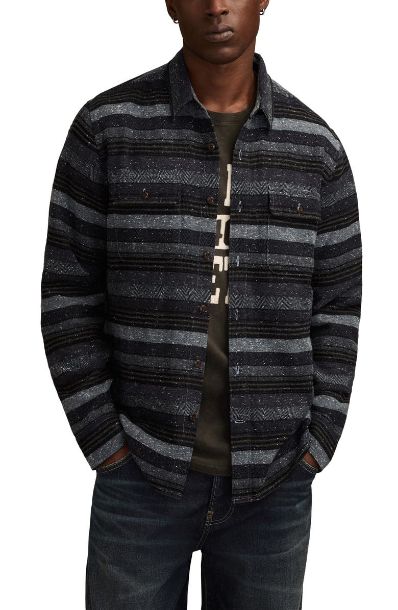Lucky Brand Snow Heather Flannel Shirt, Main, color, Blue Multi