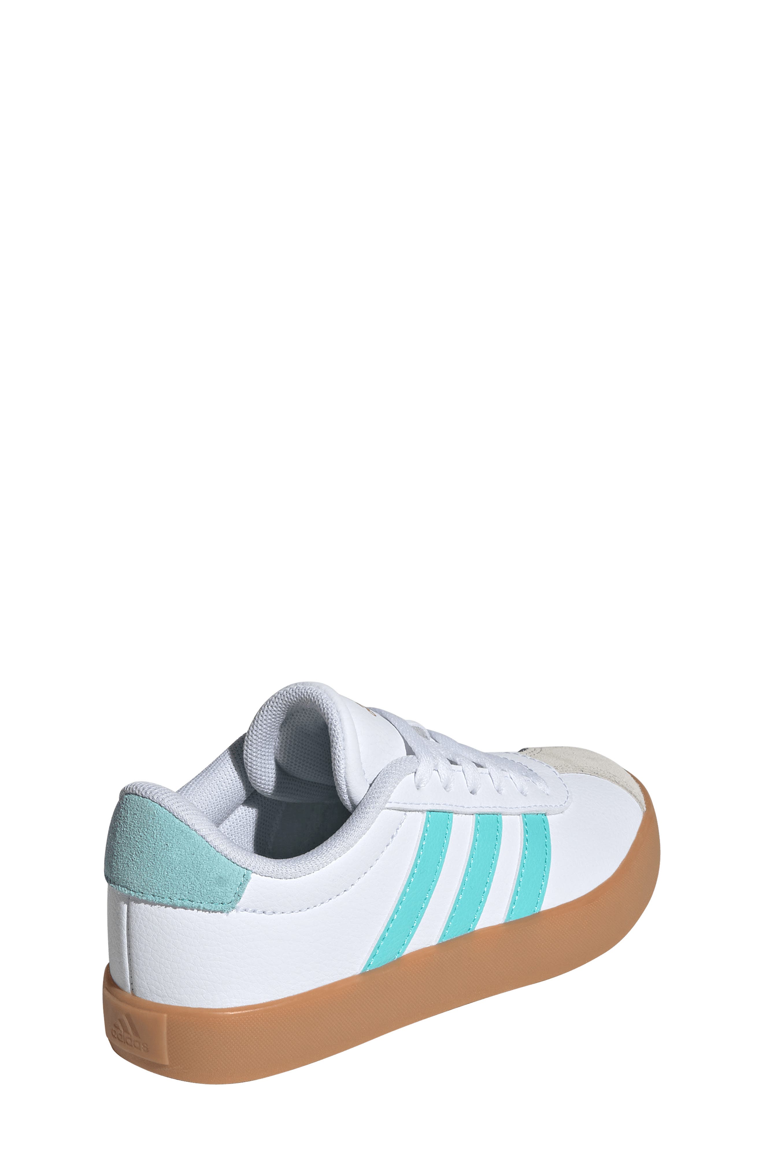adidas Kids' VL Court 3.0 Sneaker, Alternate, color, White/ Flash Aqua/ Alumina