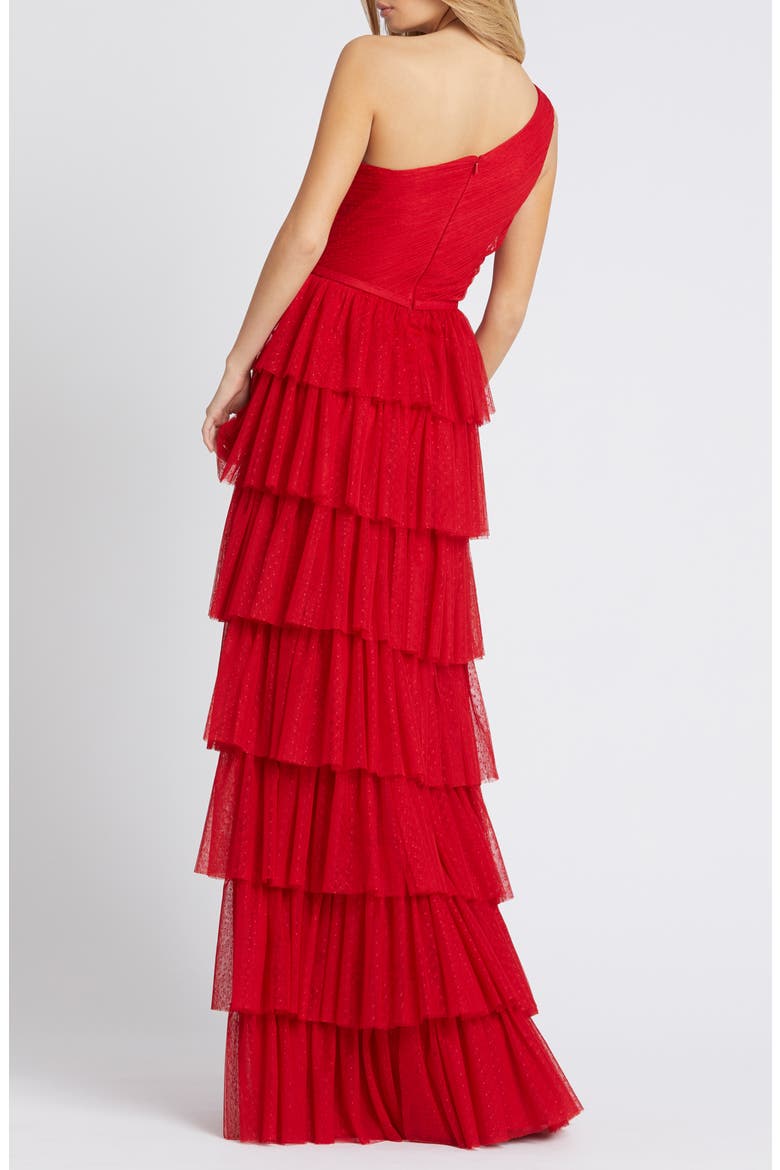 Ruffled One-Shoulder A-Line Gown, Alternate, color, RED