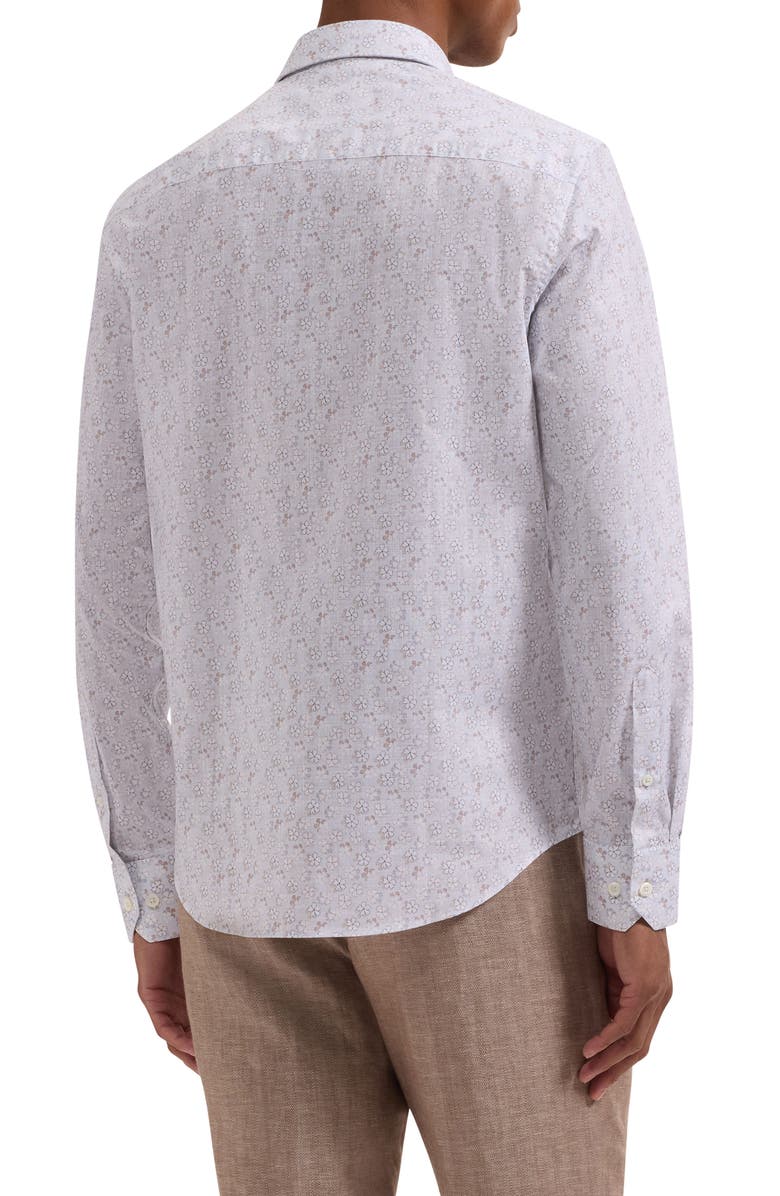 Bugatchi Julian Shaped Fit Floral Cotton Button-Up Shirt, Alternate, color, Hazy Blue