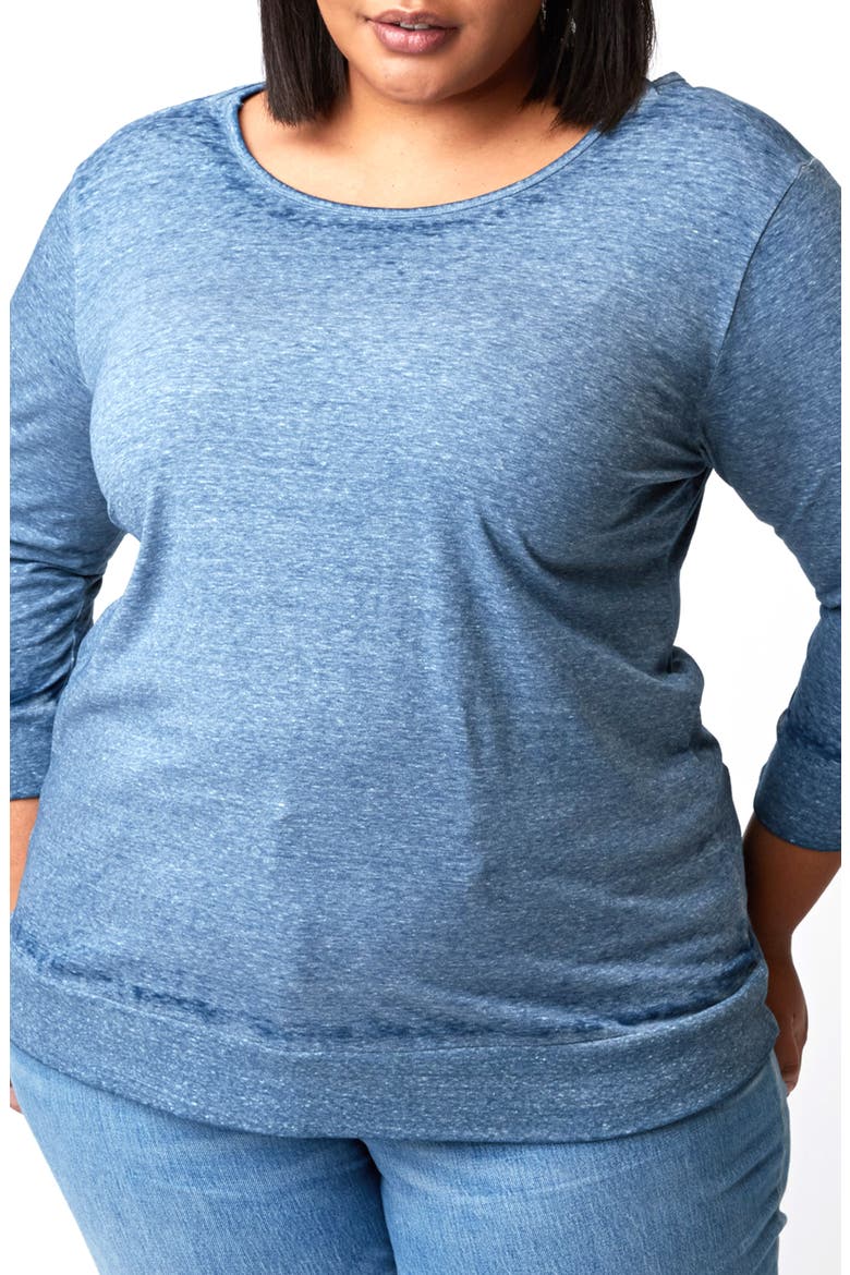 Selena Long Sleeve Burnout Tunic Top, Main, color, BREAKWATER