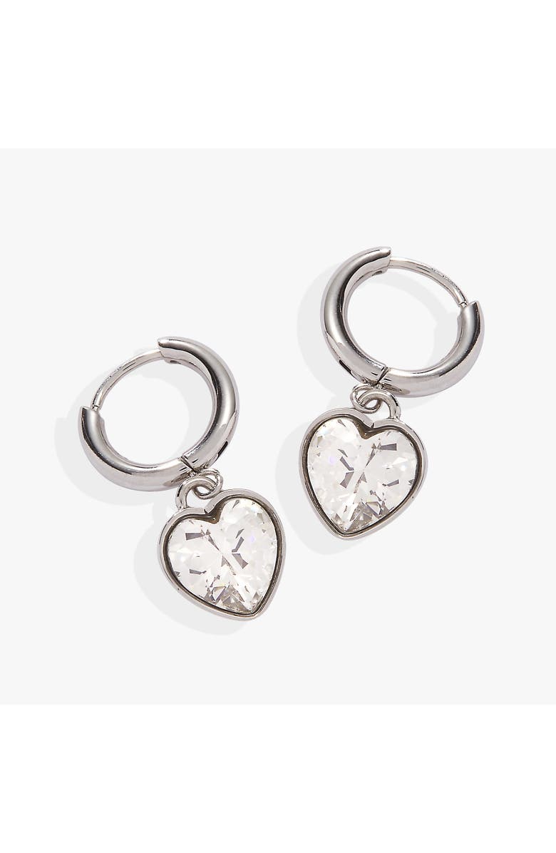 Alex and Ani Heart Huggie Earrings, Main, color, Silver