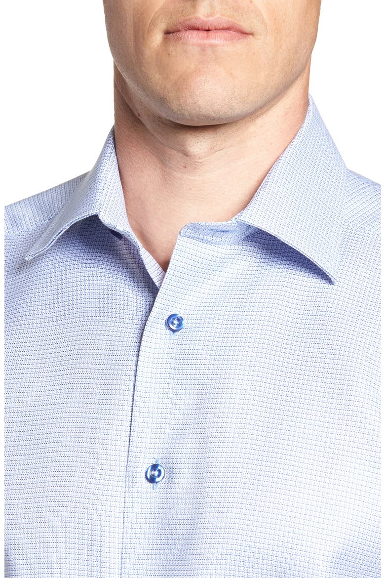 Trim Fit Check Dress Shirt, Alternate, color, BLUE
