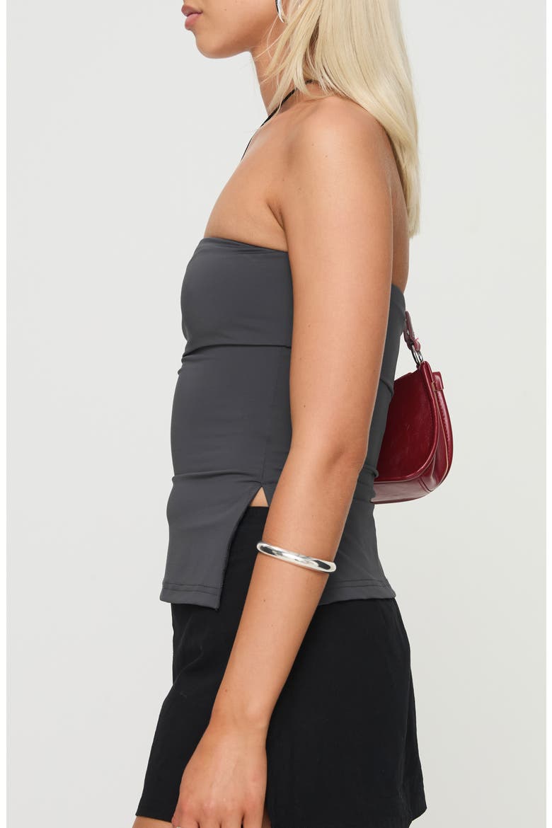 Strutter Foldover Strapless Top, Alternate, color, DARK GREY