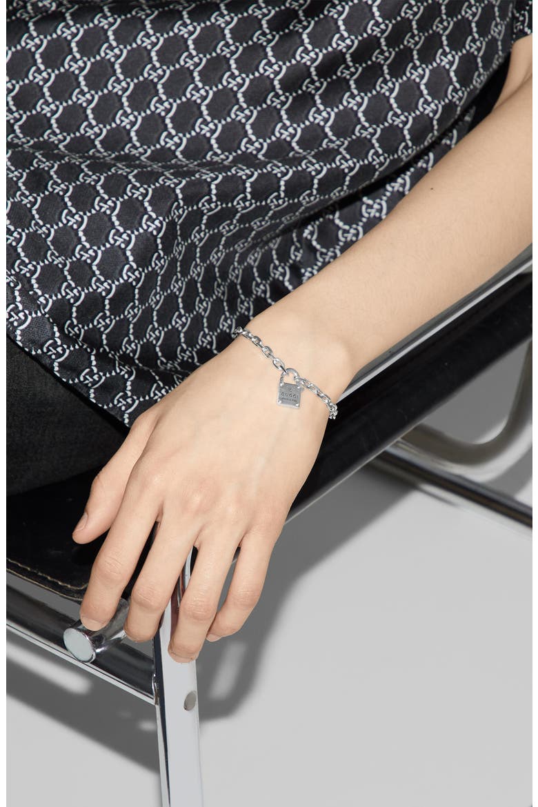 Trademark Lock Pendant Bracelet, Alternate, color, SILVER