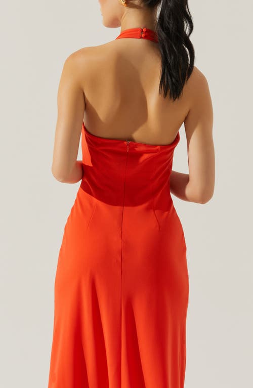 Astr The Label Dalisay Cowl Neck Halter Maxi Dress In Fire Orange