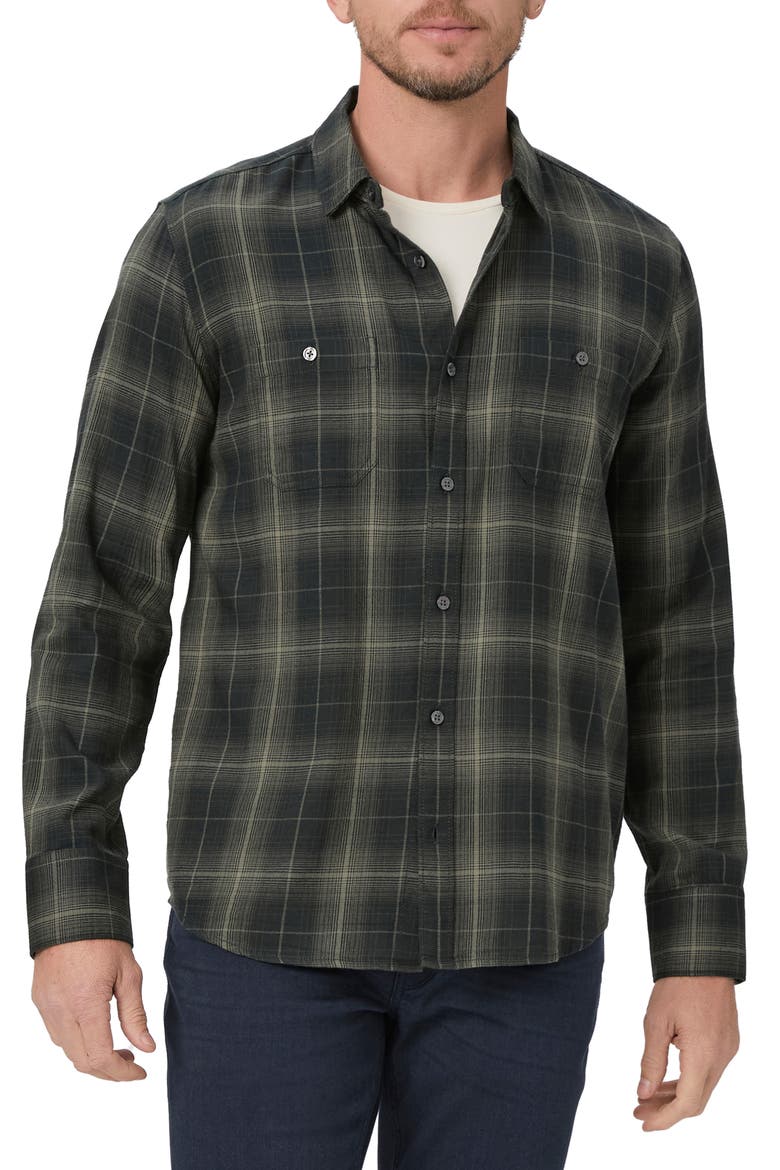 Everett Plaid Flannel Button-Up Shirt, Main, color, ASPEN FOREST
