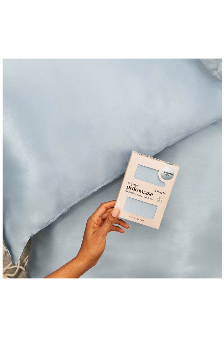 Standard Satin Pillowcase, Alternate, color, HAZE BLUE