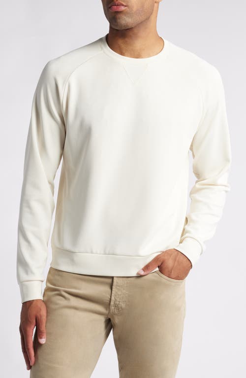 Scott Barber V-Stitch Performance Crewneck Sweatshirt in Off White 