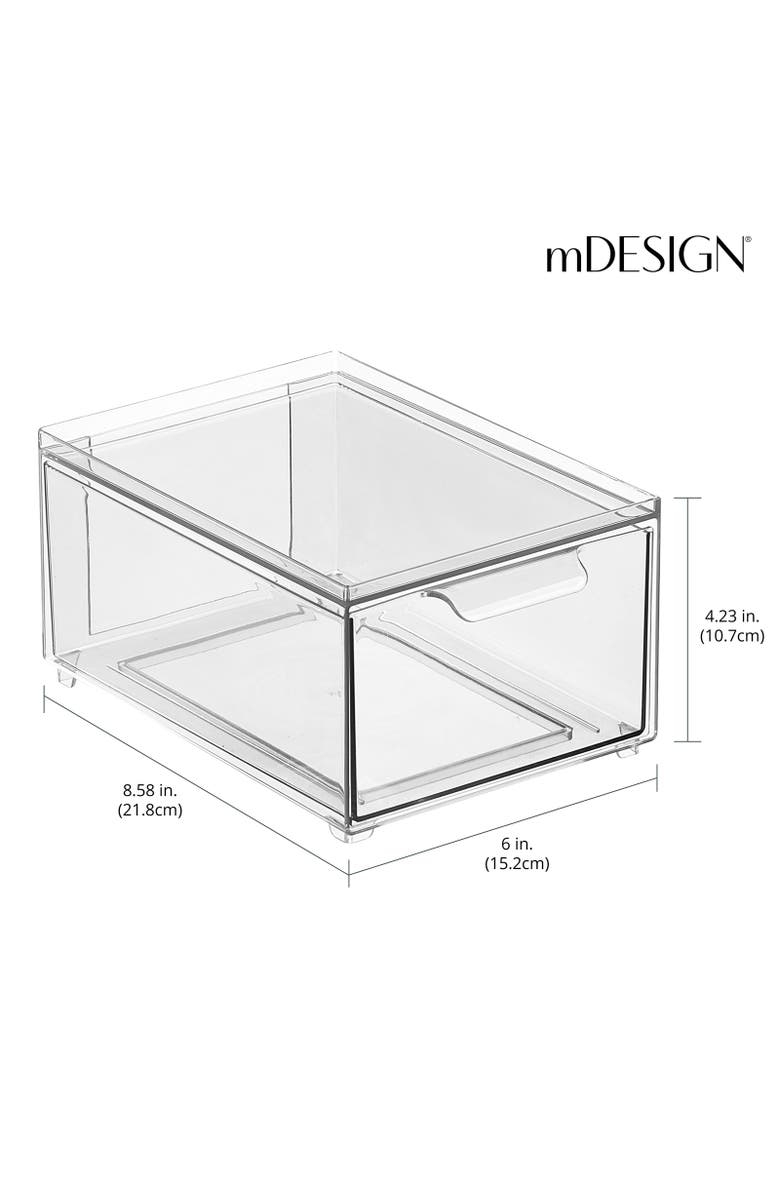 mDesign Plastic Stackable Bathroom Storage Organizer with Drawer, 8 x 6 x 4 - 8 Pack, Alternate, color,