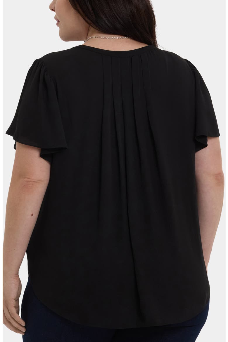 Pintuck Flutter Sleeve Top, Alternate, color, BLACK